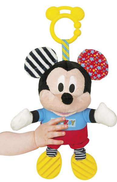 Disney Peluche Bébé Mickey avec Textures Sensoriel - Activités d'Éveil pour Nourrisson, Sonajero et Couleurs Stimulantes