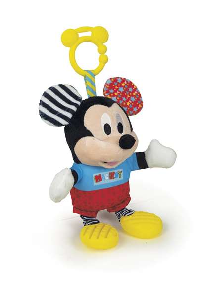 Disney Peluche Bébé Mickey avec Textures Sensoriel - Activités d'Éveil pour Nourrisson, Sonajero et Couleurs Stimulantes