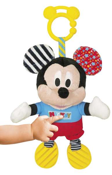 Disney Peluche Bébé Mickey avec Textures Sensoriel - Activités d'Éveil pour Nourrisson, Sonajero et Couleurs Stimulantes