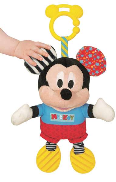 Disney Peluche Bébé Mickey avec Textures Sensoriel - Activités d'Éveil pour Nourrisson, Sonajero et Couleurs Stimulantes