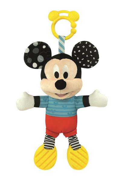 Disney Peluche Bébé Mickey avec Textures Sensoriel - Activités d'Éveil pour Nourrisson, Sonajero et Couleurs Stimulantes