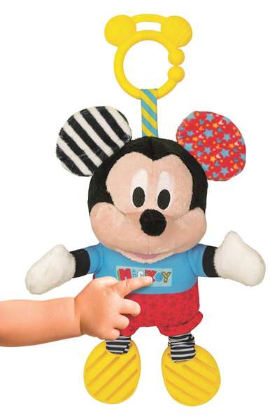 Disney Peluche Bébé Mickey avec Textures Sensoriel - Activités d'Éveil pour Nourrisson, Sonajero et Couleurs Stimulantes