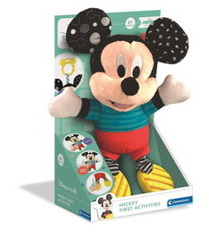 Disney Peluche Bébé Mickey avec Textures Sensoriel - Activités d'Éveil pour Nourrisson, Sonajero et Couleurs Stimulantes