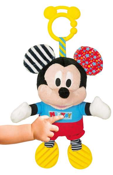 Disney Peluche Bébé Mickey avec Textures Sensoriel - Activités d'Éveil pour Nourrisson, Sonajero et Couleurs Stimulantes