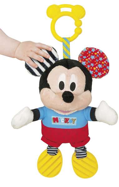 Disney Peluche Bébé Mickey avec Textures Sensoriel - Activités d'Éveil pour Nourrisson, Sonajero et Couleurs Stimulantes