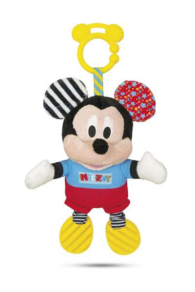 Disney Peluche Bébé Mickey avec Textures Sensoriel - Activités d'Éveil pour Nourrisson, Sonajero et Couleurs Stimulantes