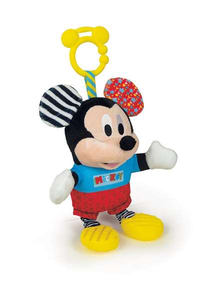 Disney Peluche Bébé Mickey avec Textures Sensoriel - Activités d'Éveil pour Nourrisson, Sonajero et Couleurs Stimulantes