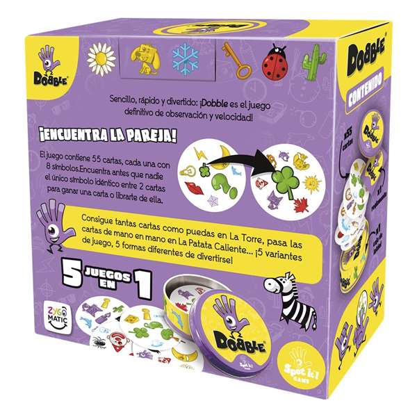 Asmodee Dobble - Jeu de cartes basé sur la vitesse, l'observation et les réflexes - Version espagnole/portugaise