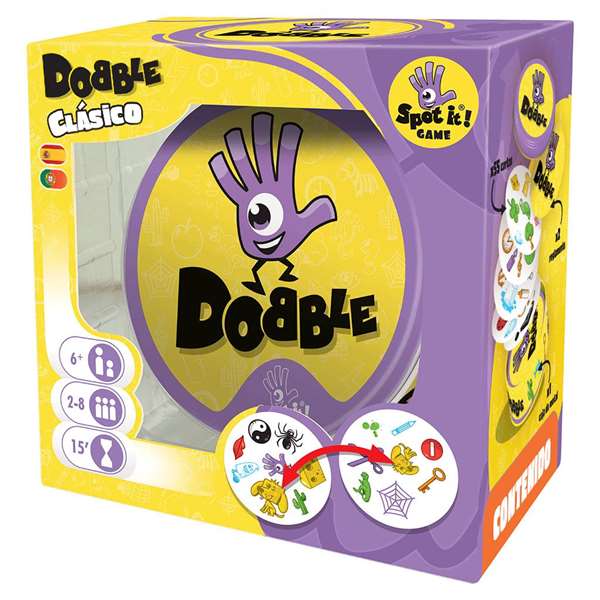 Asmodee Dobble - Jeu de cartes basé sur la vitesse, l'observation et les réflexes - Version espagnole/portugaise