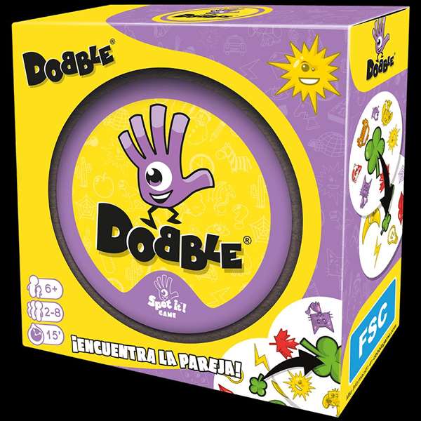 Asmodee Dobble - Jeu de cartes basé sur la vitesse, l'observation et les réflexes - Version espagnole/portugaise
