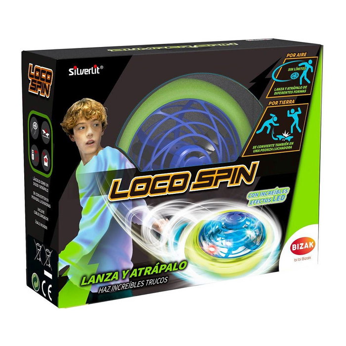 Bizak Juego Loco Spin - Disque volant LED avec effets lumineux, 2 modes de jeu (acrobaties ou combat de toupies) Bizak Juego Loco Spin - Disque volant LED avec effets lumineux, 2 modes de jeu (acrobaties ou combat de toupies)