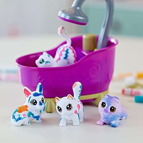 Crayola Washimals - Nouveau Set de Baignoire et 4 Animaux Lavables avec 6 Marqueurs - Ensemble de Jeu Créatif Réutilisable pour Enfants - Référence 74-7453