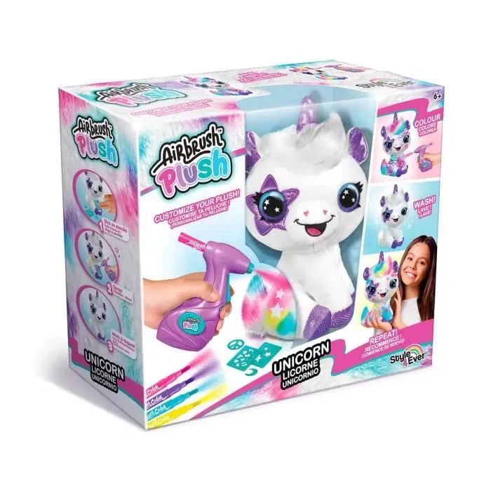 Canal Toys Peluche à Personnaliser Licorne - Set Créatif avec Airbrush Électrique, 120+ Pochoirs et Feutres pour Enfants 6+ Ans Canal Toys Peluche à Personnaliser Licorne - Set Créatif avec Airbrush Électrique, 120+ Pochoirs et Feutres pour Enfants 6+ Ans