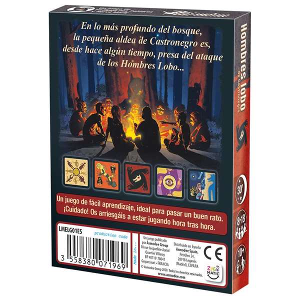 Asmodee - Juego Los Hombres Lobo de Castronegro - Jeu de société en espagnol, version espagnole - Jusqu'à 18 joueurs, à partir de 10 ans