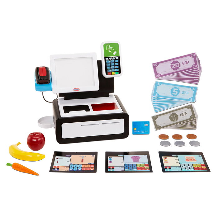Little Tikes - Ma première caisse enregistreuse de supermarché - Jouet interactif avec lumières, sons, scanner, monnaie et accessoires - À partir de 2 ans