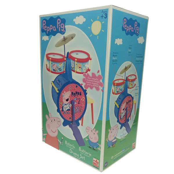 Reig Batterie enfant Peppa Pig avec tabouret, jouet de batterie pour enfants à partir de 3 ans, plastique, dimensions 55 x 36 x 38 cm