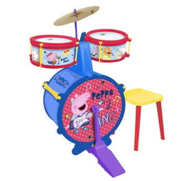 Reig Batterie enfant Peppa Pig avec tabouret, jouet de batterie pour enfants à partir de 3 ans, plastique, dimensions 55 x 36 x 38 cm