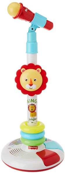Reig Microphone de pied Fisher Price pour enfants avec lumières et sons, hauteur réglable - Jouet musical