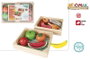 Color Baby - Set de 2 boîtes repas en bois avec 13 pièces - Jouet d'éveil pour enfants à partir de 36 mois - Bois naturel