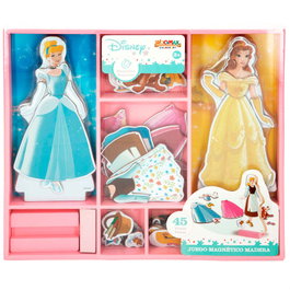 WOOMAX Jeu Magnétique en Bois Princesses Disney - 45 Pièces - Développe la Créativité - À Partir de 3 Ans