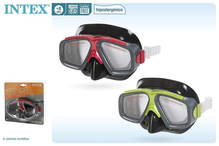 Intex Surf Rider - Masque de plongée et natation en silicone pour enfants et adultes (+8 ans) - Modèles assortis - ABS, PC, TPE