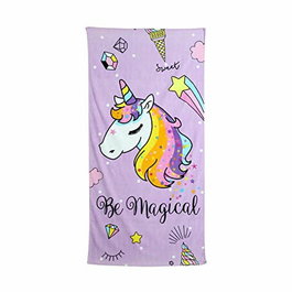 Secaneta Serviette en velours imprimée Magical Rosa, modèle assorti, 75 x 150 cm, pour enfants (à partir de 3 ans)