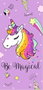 Secaneta Serviette en velours imprimée Magical Rosa, modèle assorti, 75 x 150 cm, pour enfants (à partir de 3 ans)