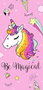 Secaneta Serviette en velours imprimée Magical Rosa, modèle assorti, 75 x 150 cm, pour enfants (à partir de 3 ans)