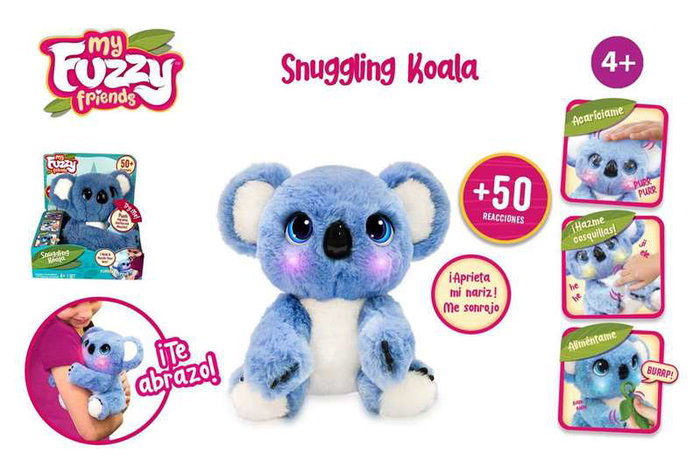 Famosa - Koala en peluche interactif avec plus de 50 sons, joues lumineuses et biberon inclus - 25,4 cm