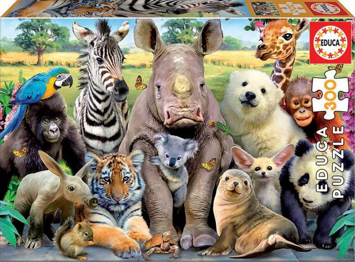 Educa Puzzle 300 Pièces Photo de Classe Animaux Sauvages - Pour Enfants 8 à 11 Ans