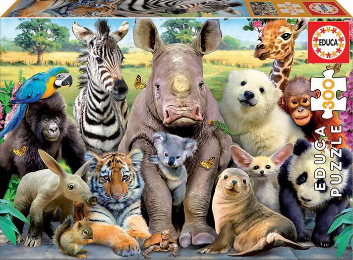 Educa Puzzle 300 Pièces Photo de Classe Animaux Sauvages - Pour Enfants 8 à 11 Ans