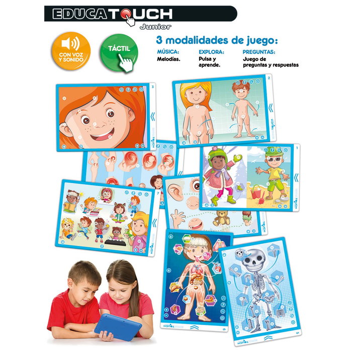 Educa Touch Junior Descubro El Cuerpo Humano 19174 - Jeu éducatif interactif sur le corps humain en espagnol pour enfants à partir de 2 ans