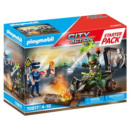 PLAYMOBIL Set Starter Pack Policier Entraînement 70817, Figurines, Quad avec Bras, Langues Multiples