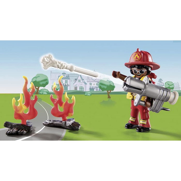 Playmobil Duck On Call Action Secours Pompiers avec Arbre Flamme et Figurine Enfant 3 Ans