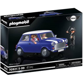 Playmobil Mini Cooper - Set de Construction avec Figurines, Dalmatien et Policier, Années 70, 5 Ans et Plus