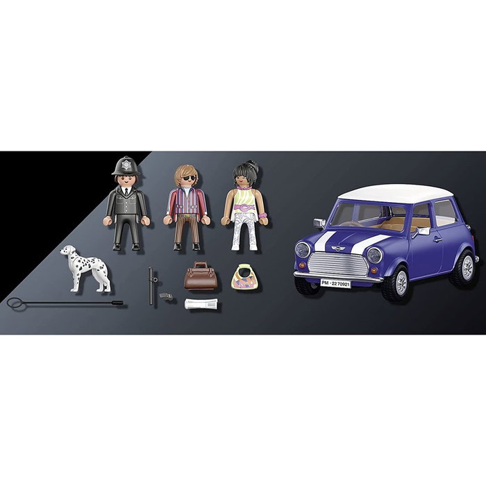 Playmobil Mini Cooper - Set de Construction avec Figurines, Dalmatien et Policier, Années 70, 5 Ans et Plus