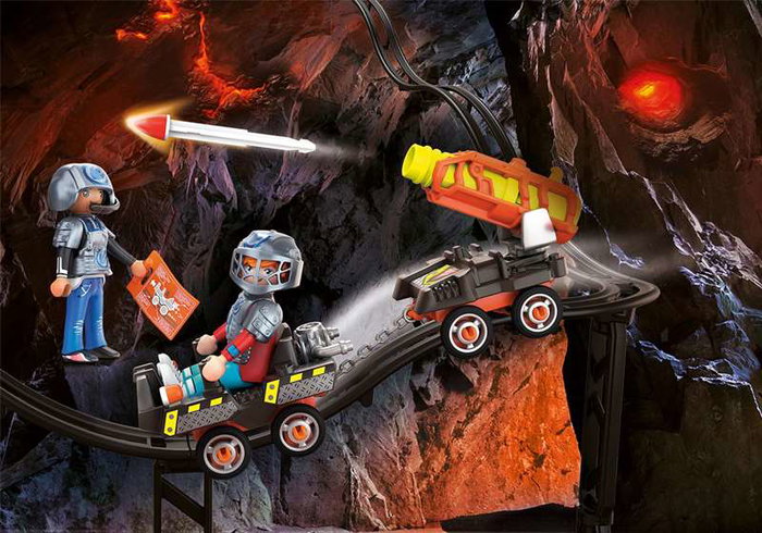 Playmobil - Dino Rise - Dino Mine - Voiture à Fusées - Figurine Dinosaure - Jeu de Construction - Sans Piles - À partir de 5 ans