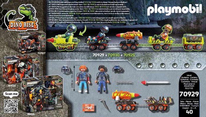 Playmobil - Dino Rise - Dino Mine - Voiture à Fusées - Figurine Dinosaure - Jeu de Construction - Sans Piles - À partir de 5 ans