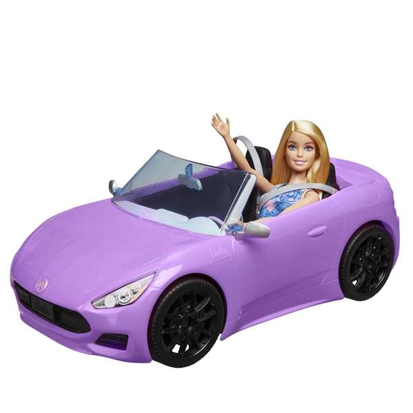 Mattel - Poupée Barbie et sa voiture décapotable - Jeu en espagnol - À partir de 3 ans