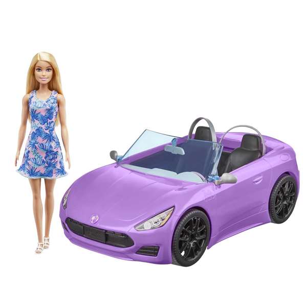 Mattel - Poupée Barbie et sa voiture décapotable - Jeu en espagnol - À partir de 3 ans