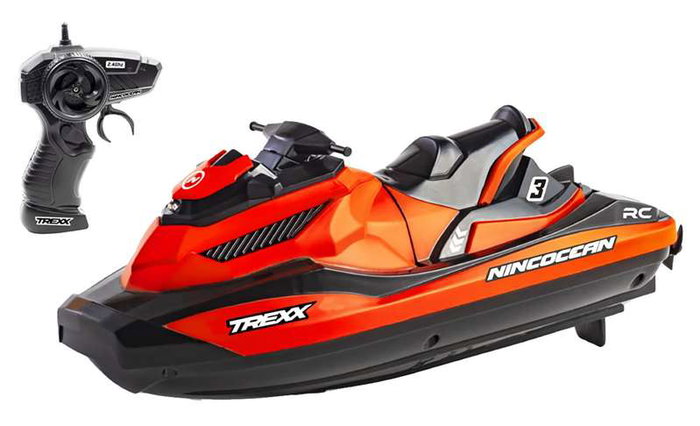 TREXX Moto de Radio-Contrôle Aquatique, Bateau Télécommandé à Double Moteur avec Émetteur 2.4GHz et Batterie 3.7V - 24.5x22x9 cm TREXX Moto de Radio-Contrôle Aquatique, Bateau Télécommandé à Double Moteur avec Émetteur 2.4GHz et Batterie 3.7V - 24.5x22x9 cm