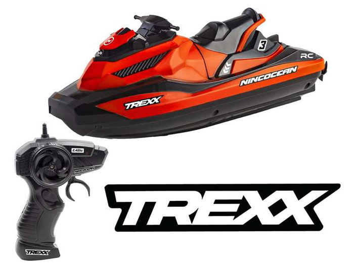 TREXX Moto de Radio-Contrôle Aquatique, Bateau Télécommandé à Double Moteur avec Émetteur 2.4GHz et Batterie 3.7V - 24.5x22x9 cm TREXX Moto de Radio-Contrôle Aquatique, Bateau Télécommandé à Double Moteur avec Émetteur 2.4GHz et Batterie 3.7V - 24.5x22x9 cm