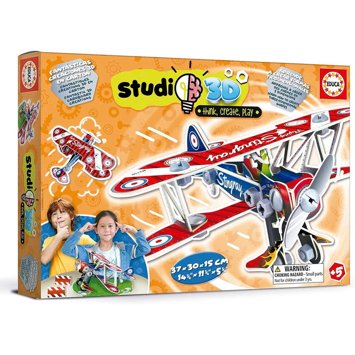 Educa Puzzle 3D Avion à Assembler - Référence 19185 - Kit de Construction avec Vis et Écrous - Développe la Motricité - À Partir de 5 Ans - Multilingue