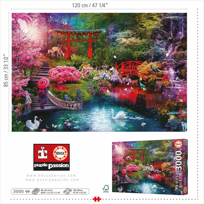 Educa Puzzle 3000 Pièces Adulte - Jardin Japonais, 120 x 85 cm, Réf. 19282