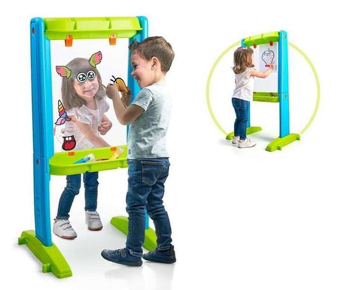 Feber Art - Tableau pour enfants double face - Inclut 4 feutres - Dimensions 53,5 x 57,5 x 106 cm