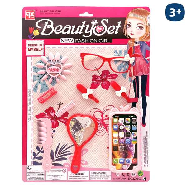 Juinsa - Ensemble de beauté avec téléphone portable jouet en blister - Jeu pour enfant dès 3 ans - Langue du produit: Espagnol Juinsa - Ensemble de beauté avec téléphone portable jouet en blister - Jeu pour enfant dès 3 ans - Langue du produit: Espagnol