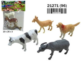 Rama - Figurines animaux de la ferme, lot de 4 pièces en sac, 19 x 26 x 3 cm, multilingue (espagnol, français, anglais, portugais), à partir de 3 ans