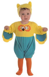 Creaciones Llopis - Déguisement de bébé hibou aux grands yeux, taille 0-12 mois - Contient combinaison, capuche et chaussettes