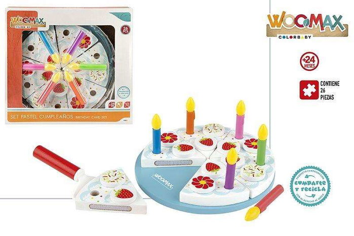 Color Baby Gâteau d'anniversaire en Bois 26 Pièces - Woomax - Jouet Éducatif 3 Ans