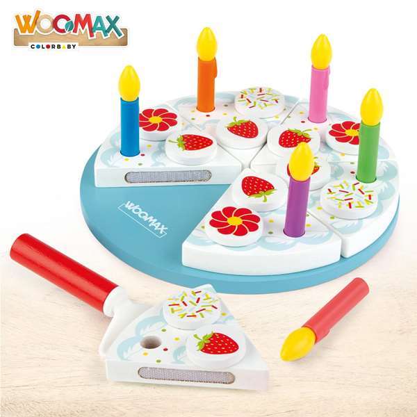 Color Baby Gâteau d'anniversaire en Bois 26 Pièces - Woomax - Jouet Éducatif 3 Ans